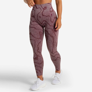 Nouveau design de haute qualité pour femmes Leggings de yoga pantalon à motif solide séchage rapide respirant taille élastique pleine longueur - Product Image 1