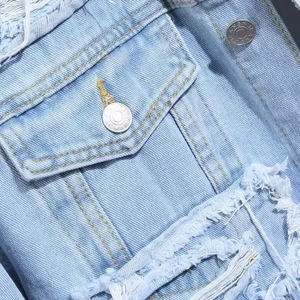 Chaqueta Vaquera de Mezclilla para Hombre, Nueva Tendencia, Fabricación Personalizada OEM, Precio al por Mayor, Ropa de Exterior para Hombre, Chaqueta Vaquera de Mezclilla Rasgada de Talla Grande - Product Image 6