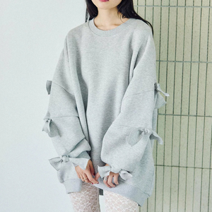 เสื้อสเวตเชิ้ตผ้าฝ้ายสไตล์ลำลองสำหรับผู้หญิง ดีไซน์โบว์ทันสมัย ราคาโรงงานโดยตรง ปี 2026 / เสื้อสเวตเชิ้ตแบบไหล่ตกสั่งทำคุณภาพสูง - Product Image 4