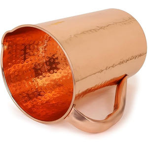 Pichet à boire d'eau en cuivre pur au design martelé brillant au prix de gros pour la maison, la vaisselle de mariage faite à la main à bas prix - Product Image 3