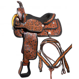 Selle de cheval Western en cuir de qualité supérieure faite à la main sur mesure selle de course selle d'équitation de piste avec accessoires complets - Product Image 1