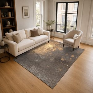Tapis de salon LXDP-0216 beige et marron, style oriental traditionnel, imprimé numériquement, lavable en machine, en chenille, antidérapant, vente en gros - Product Image 2