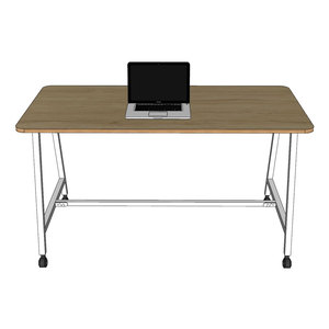 Bureau mobile au design minimaliste FOS 140x70cm en bois mélaminé avec pieds en fer, mobilier de bureau - Système FOS003 - Product Image 4