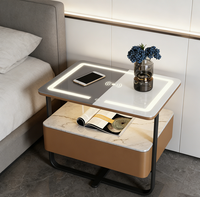 Table de chevet intelligente à chargement sans fil avec lumière LED, livraison rapide, tiroir de rangement à serrure numérique, mobilier de chambre à coucher