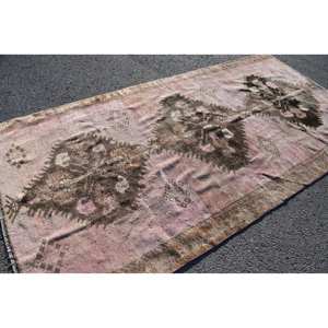 พรมตุรกีวินเทจขนาดใหญ่5.4 x 10.7ft ขนสีน้ำตาลสีชมพูมีลวดลายนามธรรมดีไซน์เย็บปะติดปะต่อกันสำหรับห้องโถงห้องยางพารา - Product Image 4