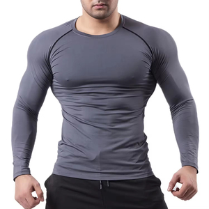 Bulk Wholesale Rash Guards Custom Logo Printing Men <b>Compression</b> <b>Shirts</b> BJJ MMA Gym Wear Quick Dry Stretch Fabric Anti-Bacterial - Product Image 1