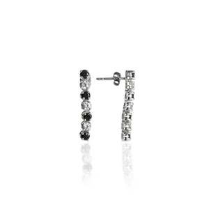 Pendientes de plata 925 con piedras blancas y negras, accesorios de moda para mujer - Product Image 4