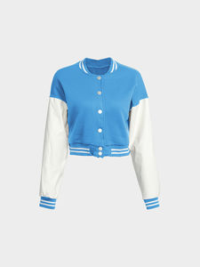 Ropa de calle para mujer, chaqueta universitaria de lana a prueba de viento de béisbol lisa en blanco, chaqueta personalizada para mujer para su marca - Product Image 3