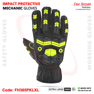 Gants de mécanicien de protection contre les chocs de sécurité antidérapants en cuir de chèvre TPR avec protection maximale dans le gant de conception de pouce Keystone - Product Image 4