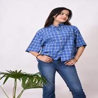 Chemise en coton faite main par un designer pour femme, chemisier à carreaux, coupe ample, coupe classique, écologique, décontractée, tenue formelle