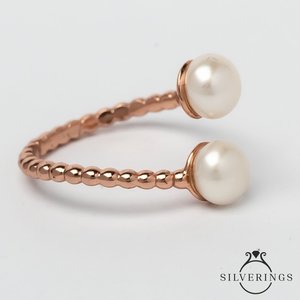 Anillo de Plata de Ley 925 con Incrustaciones de Piedras Preciosas y Perla en Forma de Mano, Talla Única, para Regalo - Product Image 2