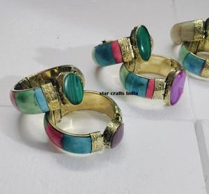 Pierre Naturelle avec Brass & Bone Design vente chaude fait à la main Femme Bracelet manchette 100% Os fait Bracelet - Product Image 4