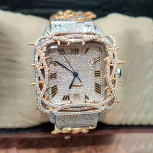 Fábrica personalizada completa Iced Out Round Leb Diamond Classic Date y número romano 925 Silver Diamond Watch para hombres regalo - Product Image 4