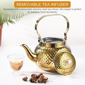Hot Selling 2Metal Teapot <b>Antiqued</b> Brass Gold Plated New Style Dining Table Top Ware Indian Inspired <b>Tea</b> Kettle Serving - Product Image 4