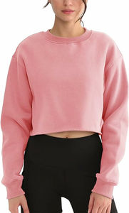 Primavera Otoño Verano Mujer Crop Top Sudadera Transpirable Color Blanco Cuello Redondo Crop Tops Pullover Sudaderas - Product Image 3