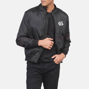 Blouson bombardier pour hommes de style urbain avec écusson logo et fermetures à boutons pression Blouson coupe-vent pour hommes - Product Image 4