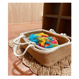 High Quality Handwoven <b>Jute</b> Storage <b>Basket</b> Organizer Box Foldable Eco-Friendly Bins 16x12x6 Inch Durable Natural Fiber - Product Image 1