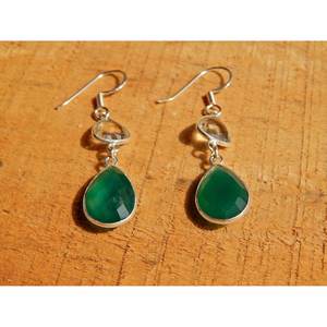 ต่างหูเงินสเตอริ925วินเทจสีเขียวอเมทิสต์และโอนิกซ์หยกสีเขียวธรรมชาติสีเขียวขอบทองหินหลัก - Product Image 5