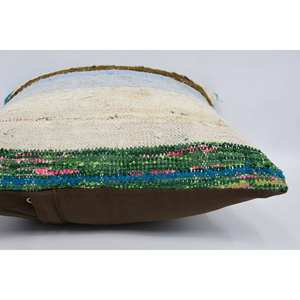 Oreiller Kantha en laine multicolore patchwork 16x16 pouces Coussin décoratif tissé avec motif vintage - Product Image 5