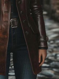 เสื้อโค้ทยาวคลาสสิก - หนังแท้ เป็นมิตรกับสิ่งแวดล้อม สไตล์วินเทจ ยูนิเซ็กซ์ คุณภาพสูง เสื้อคลุมด้านนอก ตัวเลือกปรับแต่งได้ สไตล์เหนือกาลเวลา - Product Image 5