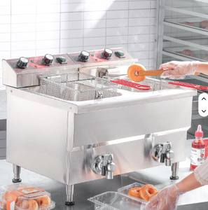 Nouvelle Friteuse Électrique en Acier Inoxydable avec Filtration d'Huile et Minuteur, Grande Capacité 24L, Double Cuve - Product Image 1