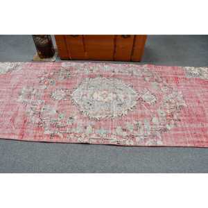 Turkish Vintage Rug, <b>Runner</b> 3.2x8.3 ft (99x254 cm) Rug, <b>Red</b> Southwestern Wool Rug - Product Image 3