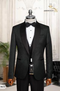 Costume de marié formel % 80 laine % 20 polyester avec coupe ajustée pour les mariages - Product Image 4