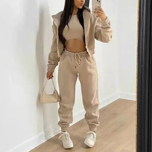 2024 nueva llegada hombres ecológico 100% algodón chándal transpirable 3 piezas Jogger conjunto personalizable - Product Image 3