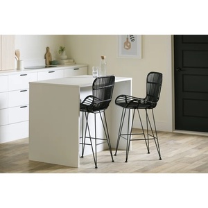 Tabouret en rotin noir avec accoudoirs du Vietnam - Product Image 3