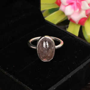 Anillo de piedras preciosas de turmalina ahumada de Estilo Vintage al por mayor, ajuste de bisel de plata de ley chapado en rodio ovalado 14x10mm principal de platino - Product Image 1