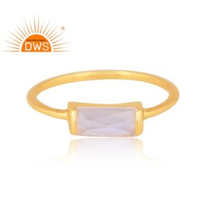 Latest Selling 925 Sterling <b>Silver</b> 18K Gold <b>Plated</b> Rainbow Moon Stone Gemstone Ring Demi Fine Jewelry For Women Gift For Her - Product Image 3