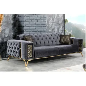 Beste Qualität PARIS SOFA SET Wohnzimmer möbel mit bestem Preis Bequeme Sofa garnituren Dunkelgraue Farbe