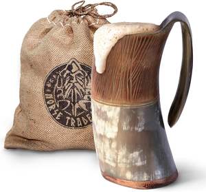Cuerno para Beber Curvo, Diseño Vikingo, Chapado en Cobre, Pulido, Cuerno de Búfalo, Directo de Fábrica India - Product Image 1