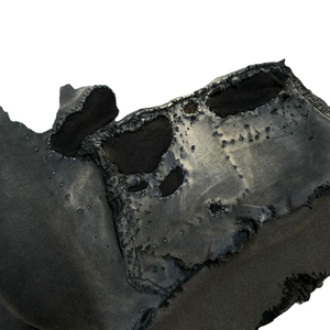 Personnalisé Hommes Coton Lourd Vintage Lavage À L'acide Blanc Détresse Patch Pull Hoodies Sweatshirts Solide Couleur OEM service - Product Image 6