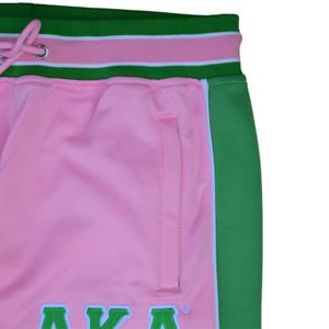Pantalones de chándal retro para mujer Ropa griega de hermandad vintage | Pantalones atléticos de poliéster 100% rosa y verde con diseño personalizado - Product Image 4