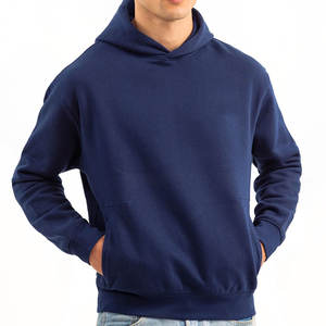 Sweat à capuche surdimensionné 100% coton pour homme Pull lourd d'hiver avec poches latérales Street Wear No Strings Fleece Plain Dyed - Product Image 3