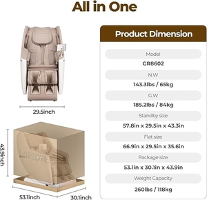 Fauteuil de massage complet, inclinable en apesanteur, avec purification par ions négatifs, aromathérapie, mode automatique, étirements de yoga, écran tactile - Product Image 2