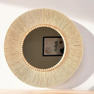 European Vintage <b>Hanging</b> <b>Mirror</b> Resin Oval Small <b>Wall</b> <b>Mirror</b> for Bedroom Living-Room Dresser Decor with Sculpture Pattern Model - Product Image 1