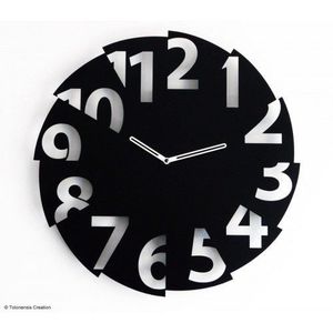Reloj de Pared de Resina Negra, Abstracto, con Detalles en Dorado y Blanco, Moderno, Redondo, Artístico, Decorativo para Hogar u Oficina - Product Image 5