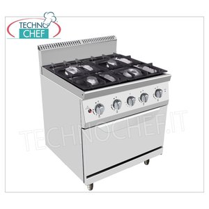 Technochef - Cuisinière à gaz 4 brûleurs avec four à gaz, 42,5 kW - Product Image 3
