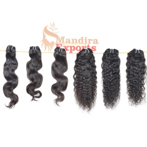Raw Indian Natural Color Virgin Hair Double Weft Machine <b>Curly</b> Bundles Black Women's Temple Human Hair <b>Extensions</b> - Product Image 6