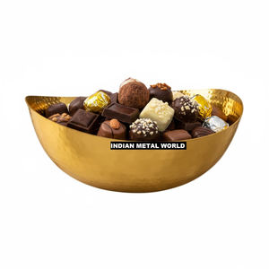 Ensemble de bols de service décoratifs en métal martelé doré créatif, finition en laiton fait à la main, vaisselle de cuisine, bol à dessert, décoration de la maison - Product Image 2