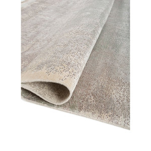 Tapis en laine et soie noué à la main Entropy Blue AKWS-13061 pour usage domestique, design abstrait rectangulaire en patchwork pour couloir et salon - Product Image 2