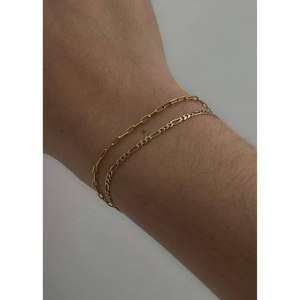 Pulsera Kyle Figaro de Oro 14K y Cadena de Eslabones Micro, Chapada en Oro Rodio con Diamantes y Perlas, Estilo Religioso - Product Image 4