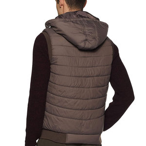 Nouvelle veste épissée pour hommes gilet couleur correspondant chaud fermeture éclair à capuche hommes vestes et manteaux hiver mode décontracté hommes gilets - Product Image 2