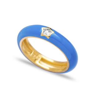 แหวนเงินแท้ 925 ดีไซน์ดาวเล็กๆ เคลือบสีน้ำเงิน ขายส่ง เครื่องประดับเงินสเตอร์ลิง แหวนสไตล์ตุรกี ทำมือ งานจิวเวลรี่ชั้นดี - Product Image 1