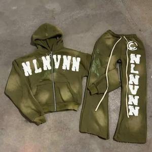 Conjunto personalizado de Sudadera con capucha de algodón para hombre, conjuntos de joggers deportivos con estampado de farol, chándal informal holgado Unisex - Product Image 5