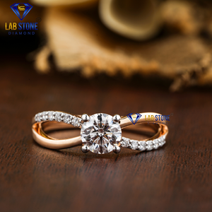 1.068 TDW แหวนเพชรกลม18K สีโรสโกลด์ HPHT Lab Stone CVD - Product Image 1