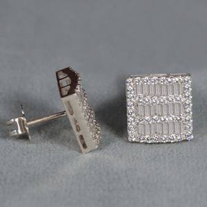 Boucles d'oreilles en or blanc 14 carats avec diamant de laboratoire, best-seller, pour cadeau d'anniversaire, clarté VVS - Product Image 3