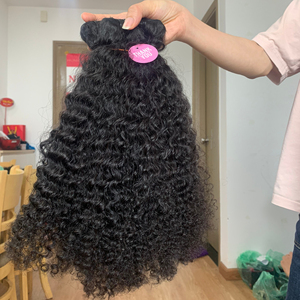 Fourniture d'usine en gros Double Drawn 100% cheveux vierges bruts Kinky Curly Natural Wave paquet de cheveux raides Extensions de cheveux humains - Product Image 1